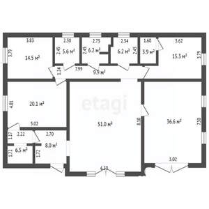 Дом 198м², 1-этажный, участок 5 сот.