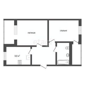 2-к квартира, вторичка, 60м2, 6/9 этаж