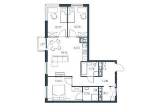 3-к квартира, строящийся дом, 80м2, 25/30 этаж