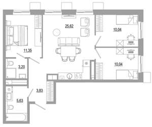 3-к квартира, вторичка, 70м2, 13/18 этаж