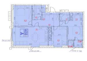 3-к квартира, вторичка, 94м2, 17/17 этаж