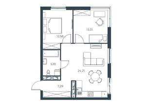 2-к квартира, вторичка, 62м2, 21/30 этаж