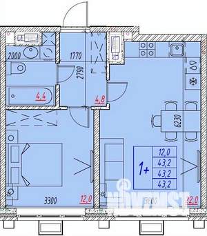 2-к квартира, вторичка, 43м2, 11/25 этаж