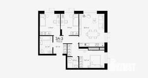 3-к квартира, вторичка, 77м2, 8/23 этаж