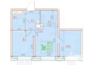 3-к квартира, вторичка, 44м2, 21/24 этаж