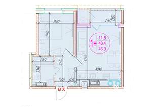 1-к квартира, вторичка, 43м2, 21/25 этаж