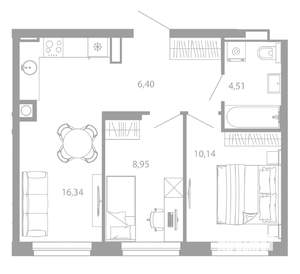 2-к квартира, вторичка, 46м2, 13/26 этаж