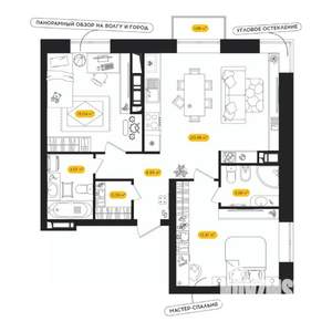 2-к квартира, вторичка, 66м2, 9/24 этаж