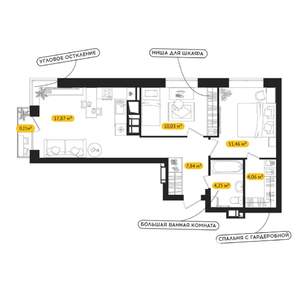 2-к квартира, вторичка, 56м2, 4/24 этаж