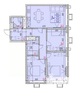 4-к квартира, вторичка, 77м2, 25/25 этаж