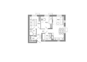 2-к квартира, вторичка, 58м2, 2/25 этаж