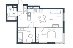 2-к квартира, вторичка, 63м2, 5/30 этаж