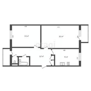 2-к квартира, вторичка, 64м2, 2/6 этаж