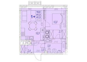 1-к квартира, вторичка, 41м2, 13/17 этаж