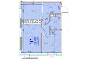 2-к квартира, вторичка, 55м2, 16/18 этаж