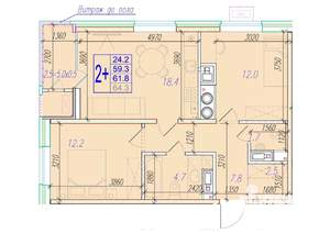 2-к квартира, вторичка, 62м2, 6/18 этаж