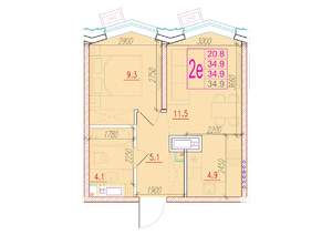 2-к квартира, вторичка, 35м2, 23/24 этаж