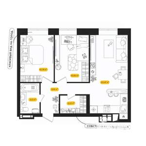 2-к квартира, вторичка, 55м2, 5/24 этаж