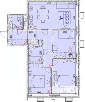 4-к квартира, вторичка, 77м2, 5/25 этаж