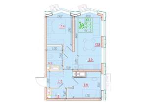 3-к квартира, вторичка, 51м2, 8/24 этаж