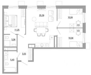 3-к квартира, вторичка, 69м2, 18/18 этаж