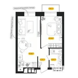 1-к квартира, вторичка, 36м2, 24/24 этаж