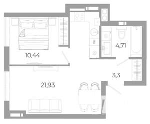 1-к квартира, вторичка, 40м2, 2/25 этаж