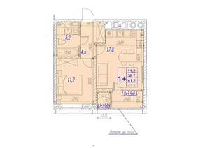 1-к квартира, вторичка, 41м2, 2/17 этаж