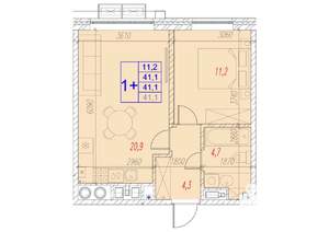 1-к квартира, вторичка, 41м2, 2/17 этаж