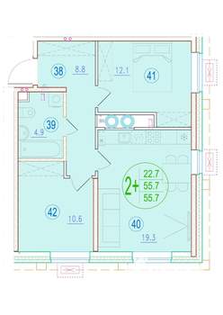 2-к квартира, вторичка, 56м2, 3/20 этаж