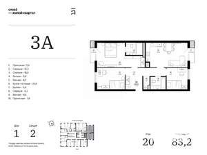 3-к квартира, вторичка, 83м2, 20/25 этаж