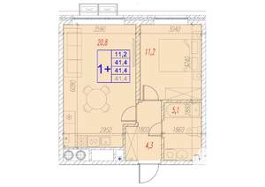 1-к квартира, вторичка, 41м2, 1/17 этаж