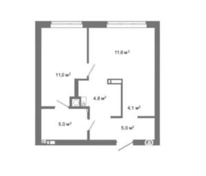 1-к квартира, вторичка, 42м2, 8/8 этаж