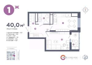 1-к квартира, вторичка, 40м2, 25/25 этаж