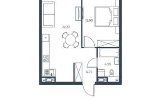 1-к квартира, вторичка, 45м2, 13/30 этаж