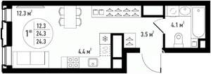 1-к квартира, вторичка, 24м2, 13/24 этаж