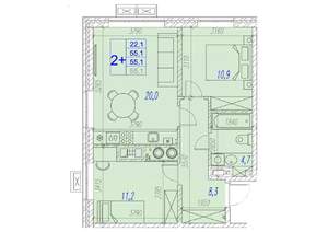 2-к квартира, вторичка, 55м2, 16/17 этаж