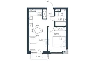 1-к квартира, вторичка, 38м2, 4/21 этаж