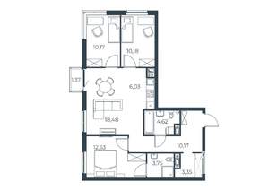 3-к квартира, вторичка, 81м2, 16/30 этаж