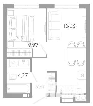 1-к квартира, вторичка, 34м2, 20/25 этаж