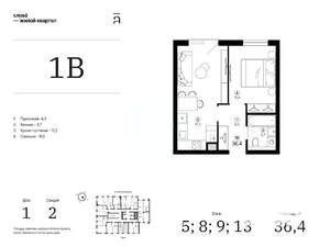 1-к квартира, вторичка, 36м2, 8/25 этаж