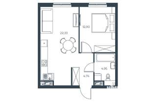 1-к квартира, вторичка, 45м2, 13/30 этаж