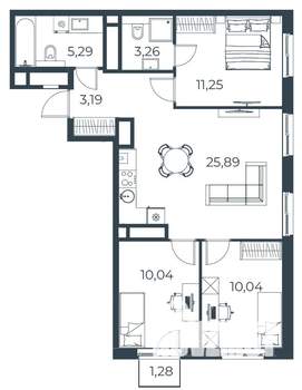 3-к квартира, вторичка, 70м2, 7/18 этаж