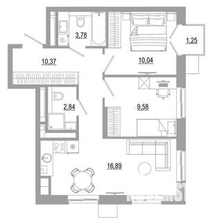 2-к квартира, вторичка, 55м2, 5/18 этаж
