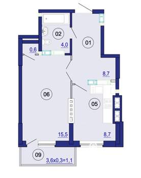 1-к квартира, вторичка, 42м2, 8/16 этаж