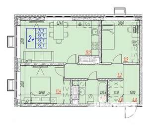 3-к квартира, вторичка, 57м2, 22/25 этаж