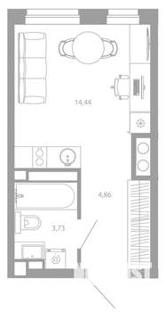 Студия квартира, вторичка, 23м2, 24/26 этаж