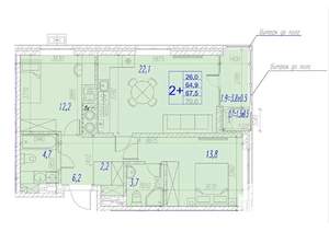 2-к квартира, вторичка, 68м2, 6/17 этаж