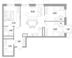 3-к квартира, вторичка, 70м2, 15/18 этаж