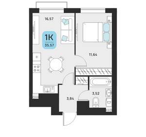 1-к квартира, вторичка, 36м2, 13/16 этаж